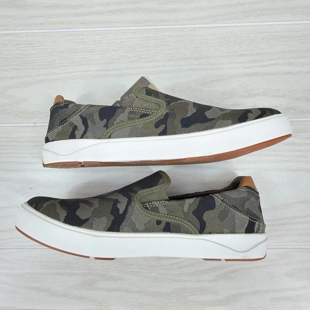 OluKai Lae'ahi Pa'i Slip On Shoes Men's 10 Husk Ke Au Camo Canvas Sneakers NWT